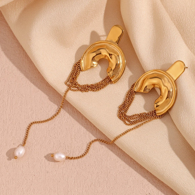 Pendientes de cadena de perlas
