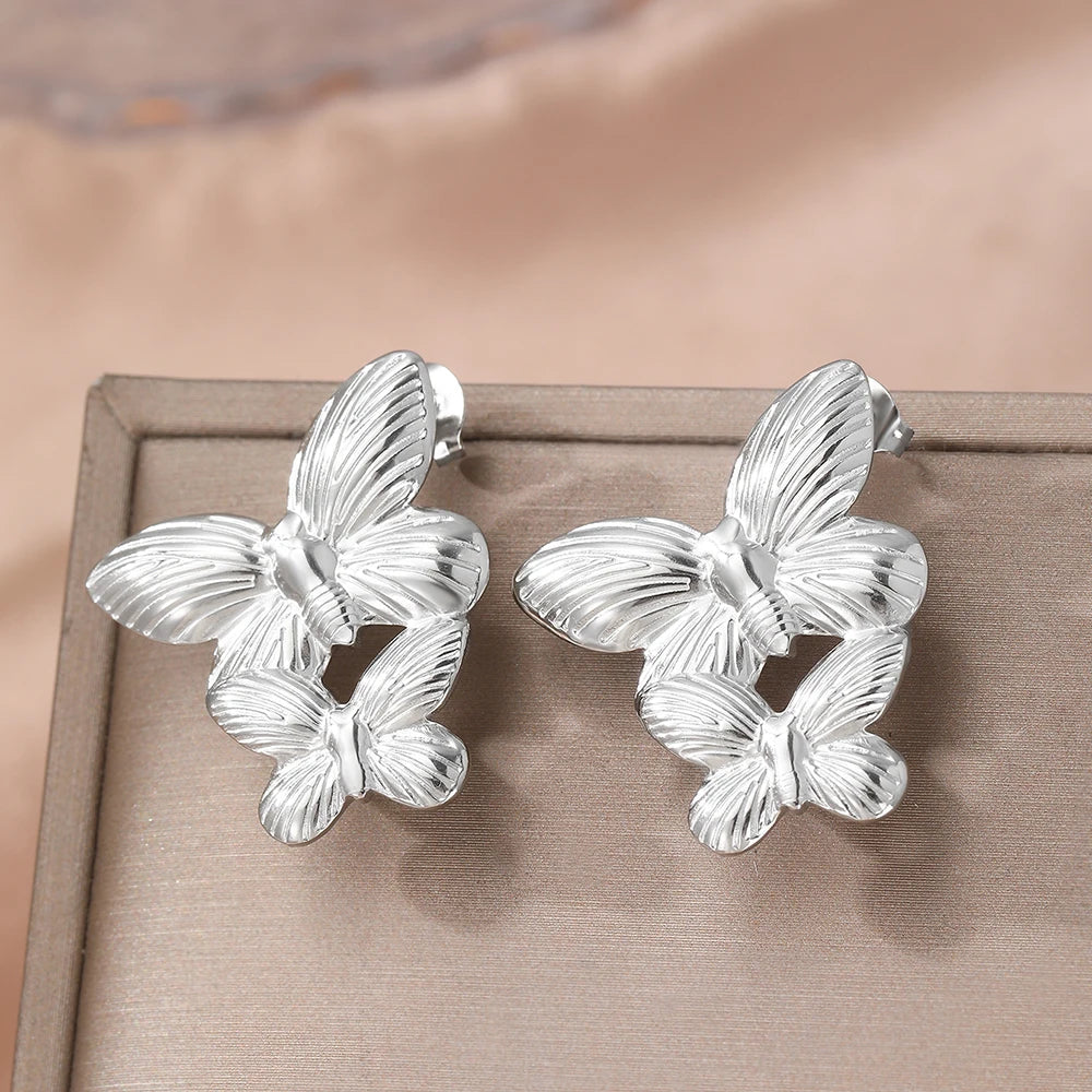 Pendientes de acero inoxidable con diseño de Súper Hada, delicados pendientes de lujo tallados con mariposas para mujer, joyería, regalos de fiesta, uso diario