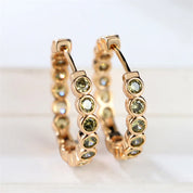 Pendientes de aro redondos negros pequeños y bonitos de lujo para mujer, joyería de boda de piedra de circón de Color dorado a la moda para mujer