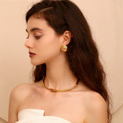 E.B.belle-pendientes circulares de rayas trenzadas para mujer, aretes chapados en oro de 18 quilates, regalo de acero inoxidable 316L