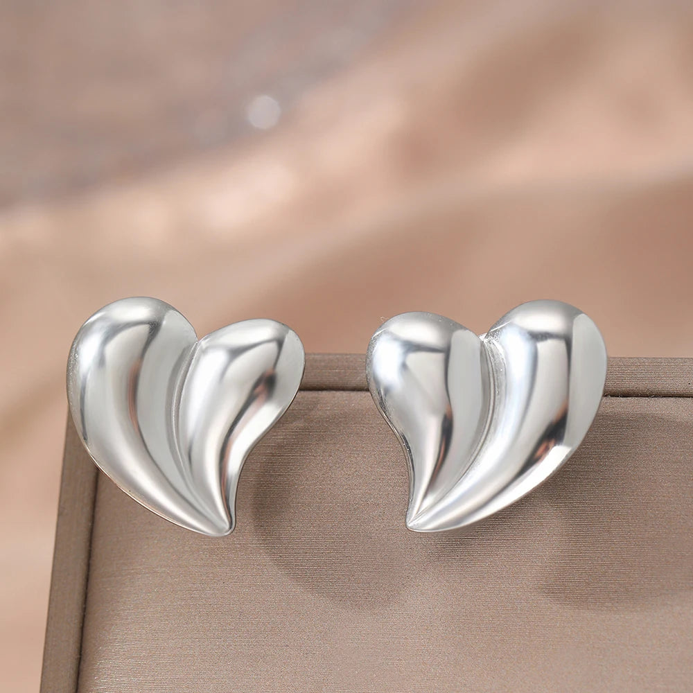 Pendientes de acero inoxidable para mujer, accesorios populares asimétricos de corazón de melocotón, joyería para personas mayores, regalo de cumpleaños
