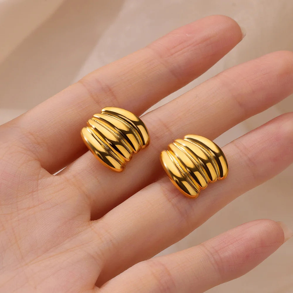Pendientes de aro en forma de C para mujer, aretes de acero inoxidable de Color dorado, Piercing Irregular multicapa, nuevos regalos de joyería de moda