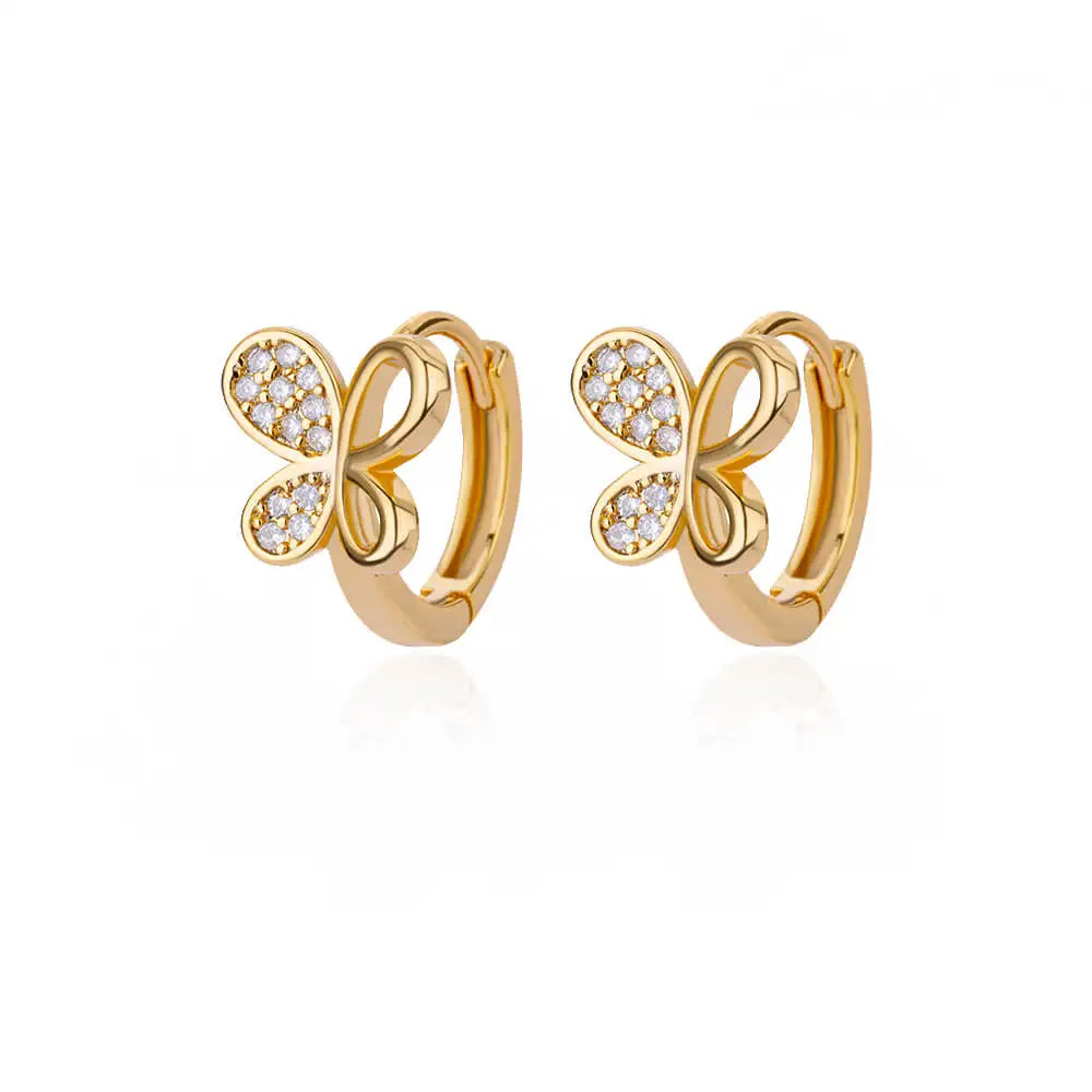 Pendientes de mariposa de circón para mujer, Pendientes de mariposa de Color dorado de acero inoxidable, joyería de tendencia para chica y2k