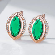 Kinel Hot 585 pendientes de gota simples de Color oro rosa para mujer moda rombo verde circón Natural joyería de boda Vintage