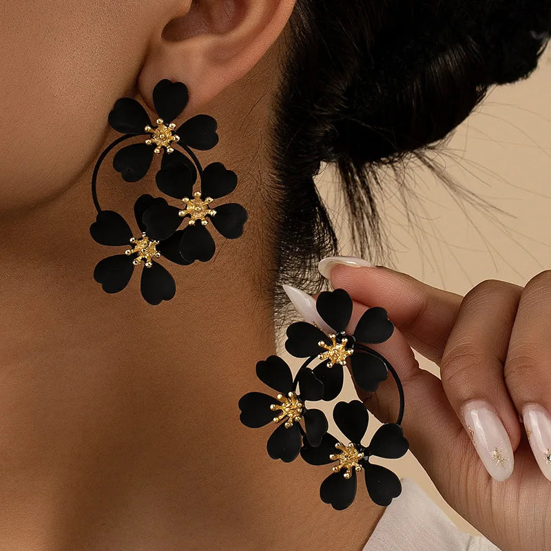 Pendientes de flores tridimensionales Retro geométricos para mujer, regalo de fiesta, joyería de moda, accesorios para las orejas BE490