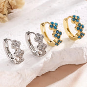 ZAKOL nuevos pendientes de aro de flor turquesa para mujer moda clásica trébol de cuatro hojas azul accesorios diarios para las orejas joyería