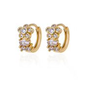 Pendientes de copo de nieve de circón para mujer, aretes de aro de cristal de acero inoxidable de Color dorado, joyería de boda de lujo, regalo de Navidad