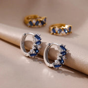 Pendientes de circón azul para mujeres y niñas, novedad en pendientes de aro de acero inoxidable, joyería de boda de lujo de tendencia 20224, envío gratis