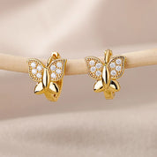 Pendientes de mariposa para mujeres y niñas, aretes modernos de acero inoxidable de Color dorado, tendencia nueva en joyería estética de boda para mujer 2024