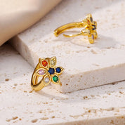 Pendientes de flores de colores para mujer, aretes de aro de acero inoxidable con circonita cúbica, joyería estética de lujo, aretes para mujer 2024
