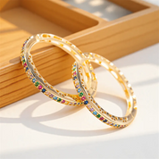 Pendientes redondos de aro de piedra Multicolor con circonita de arcoíris para mujer, hebilla de oreja de Color dorado, joyería para fiesta y boda diaria, regalo del Día de la madre
