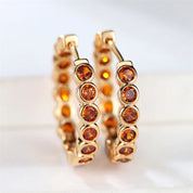 Pendientes de aro redondos negros pequeños y bonitos de lujo para mujer, joyería de boda de piedra de circón de Color dorado a la moda para mujer