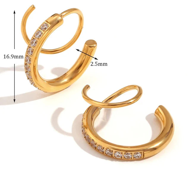 Pendientes de doble circonita