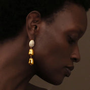 E.B.belle-pendientes colgantes de maní con circonita de lujo, de acero inoxidable, chapado en oro de 18 quilates, sin deslustre, joyería para mujer, hipoalergénica para fiesta