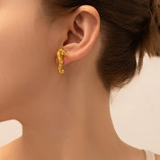 EILIECK 316L pendientes de tuerca de circonita de tortuga de Color dorado de acero inoxidable para mujer joyería de oreja impermeable de moda bisutería de regalo para niñas