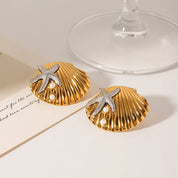 Pendientes creativos de concha de estrella de mar de Metal de gran tamaño para mujer, orejera de acero inoxidable a la moda, regalos de joyería de lujo para mujer