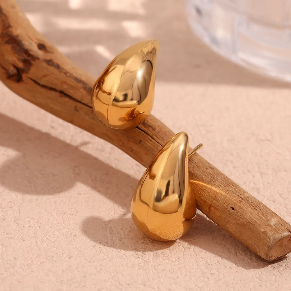 E.B.belle Mini pendientes de gota huecos de tamaño S, pendientes chapados en oro de 18 quilates de Color plateado para mujer, regalo de acero inoxidable 316L
