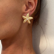 KunJoe, pendientes de tuerca de estrella de mar simulada de Color dorado a la moda para mujer, exquisito pendiente de estrella pequeña, joyería diaria de playa de verano