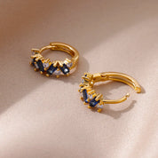 Pendientes de circón azul para mujeres y niñas, novedad en pendientes de aro de acero inoxidable, joyería de boda de lujo de tendencia 20224, envío gratis