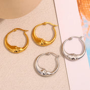 E.B.belle-pendientes de aro con forma de luna abstracta para mujer, joyería elegante, redonda, hipoalergénica, Color dorado/plateado, de acero inoxidable