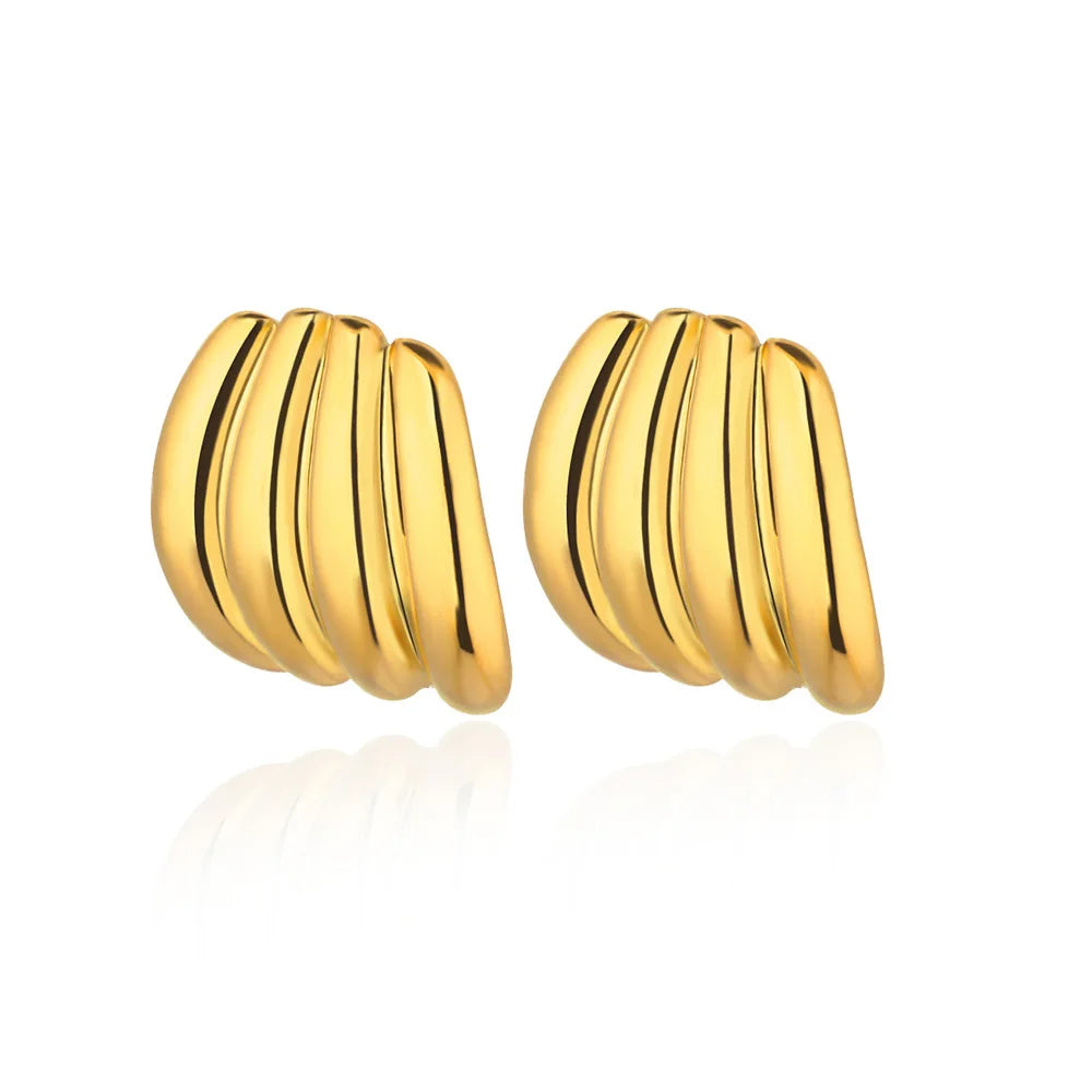 Pendientes de aro en forma de C para mujer, aretes de acero inoxidable de Color dorado, Piercing Irregular multicapa, nuevos regalos de joyería de moda