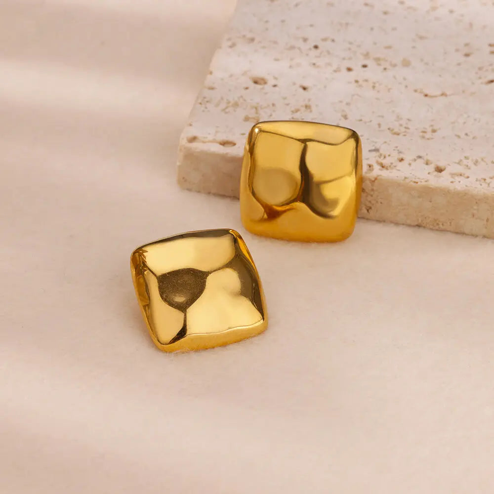 Pendientes cuadrados de acero inoxidable para mujer, pendiente Piercing geométrico Vintage de Color dorado, regalo de joyería para fiesta y boda 2024