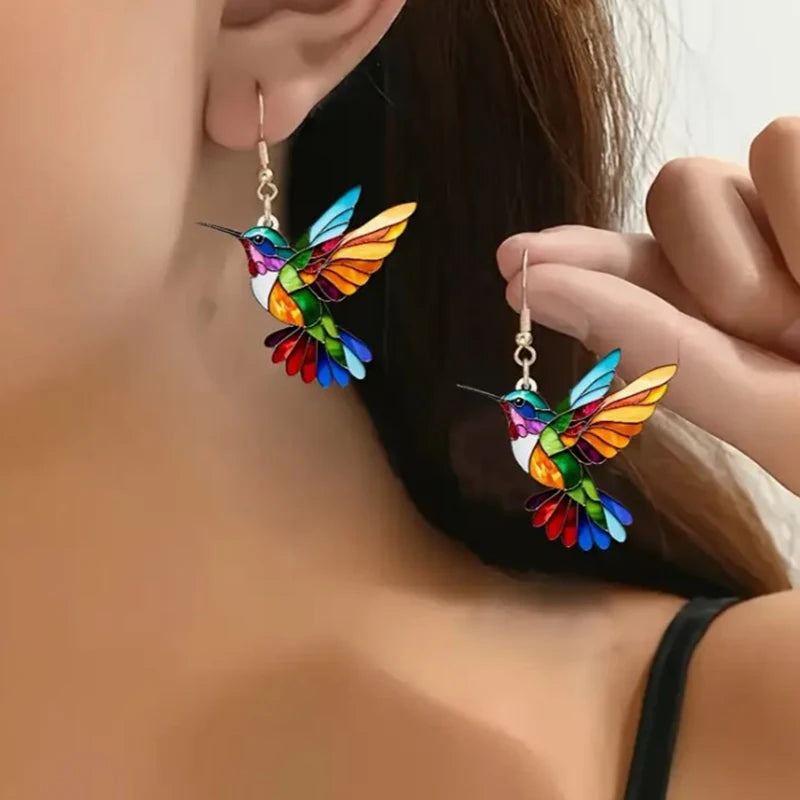 Pendientes acrílicos de pájaros coloridos del Festival de Primavera transfronterizo de Europa y América, nuevos pendientes Retro de moda superventas 2024