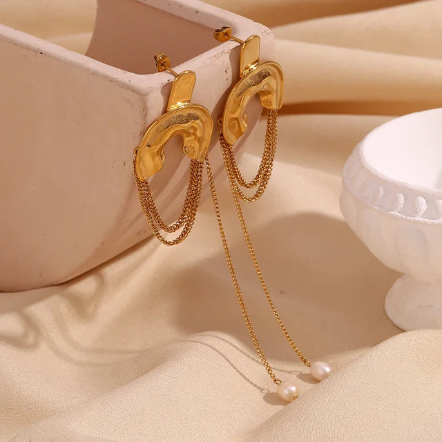 Pendientes de cadena de perlas