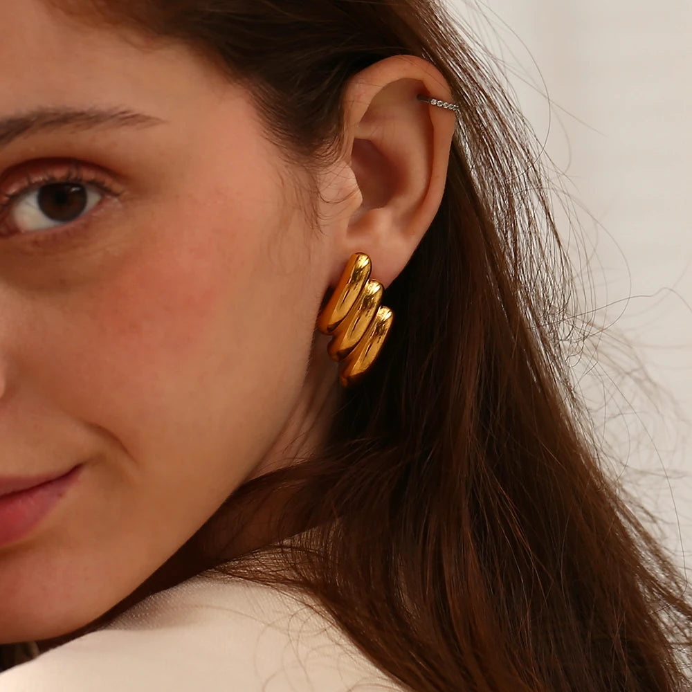 E.B.belle-pendientes chapados en oro de 18 quilates con forma de rayo, joyería de acero inoxidable 316L para mujer, hipoalergénico