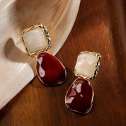 Pendientes franceses Retro elegantes con forma de gota de agua, color rojo vino, pendientes pequeños con cara para mujer, joyería de regalo de Navidad, colgantes al por mayor