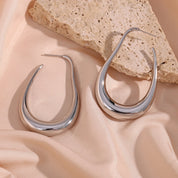 E.B.belle-pendientes de aro en forma de U, aretes grandes de acero inoxidable, impermeables, chapados en PVD, exagerados, abstractos, huecos