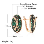 Pendientes Kinel de gota de lagarto de circón Natural verde intenso para mujer 585 chapado en oro rosa y negro joyería Punk diaria de animales Vintage