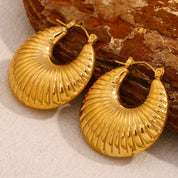 E.B.belle Pendientes de aro a rayas con cuerno de oveja, resistentes al agua, Color plateado, acero inoxidable 316L, joyería de moda para mujer chapada en oro de 18 quilates
