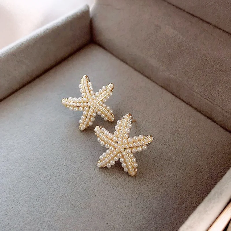 Nuevo tipo de pendientes de estrella de mar para dormir, temperamento femenino, pendientes de diseño exquisito, regalos de fiesta, joyería de moda para mujer