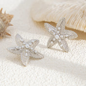 KunJoe, pendientes de tuerca de estrella de mar simulada de Color dorado a la moda para mujer, exquisito pendiente de estrella pequeña, joyería diaria de playa de verano