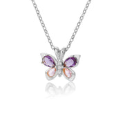 Bonito Collar de mariposa para mujer, collares estéticos de circonita púrpura de cristal de acero inoxidable, Gargantilla con dijes, joyería de fiesta