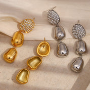 E.B.belle-pendientes colgantes de maní con circonita de lujo, de acero inoxidable, chapado en oro de 18 quilates, sin deslustre, joyería para mujer, hipoalergénica para fiesta
