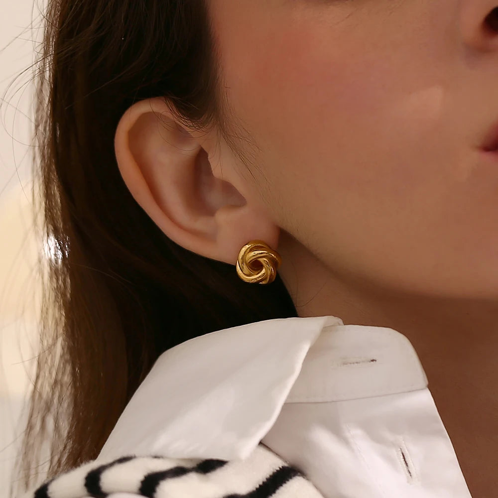 E.B.belle Estilo minimalista tejer bola de lana pendiente línea bola forma joyería de acero inoxidable