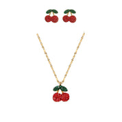 RHYSONG-collar con colgante de cereza de acero inoxidable 316L, pendientes delicados, cadena chapada en oro a la moda para mujer, regalo de joyería