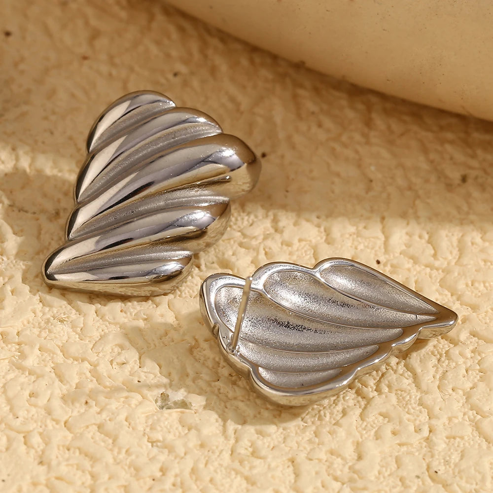 E.B.belle 2025 nueva tendencia pendiente con forma de ala para mujer accesorios de joyería chapados en oro de 18K de acero inoxidable brillante
