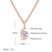 Kinel-collar con colgante de circón Natural púrpura brillante para mujer, moda 585, Color oro rosa, joyería Vintage para fiesta diaria