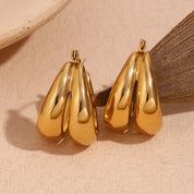 Pendientes de gota lisos en forma de U dobles, joyería chapada en oro de 18K, decoración de acero inoxidable 316L, sin deslustre, impermeable