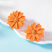 Pendientes de tuerca para mujeres y niñas, temperamento de flor de Metal esmaltado, accesorios para las orejas con personalidad Simple Popular, joyería de moda CE287
