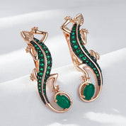 Pendientes Kinel de gota de lagarto de circón Natural verde intenso para mujer 585 chapado en oro rosa y negro joyería Punk diaria de animales Vintage