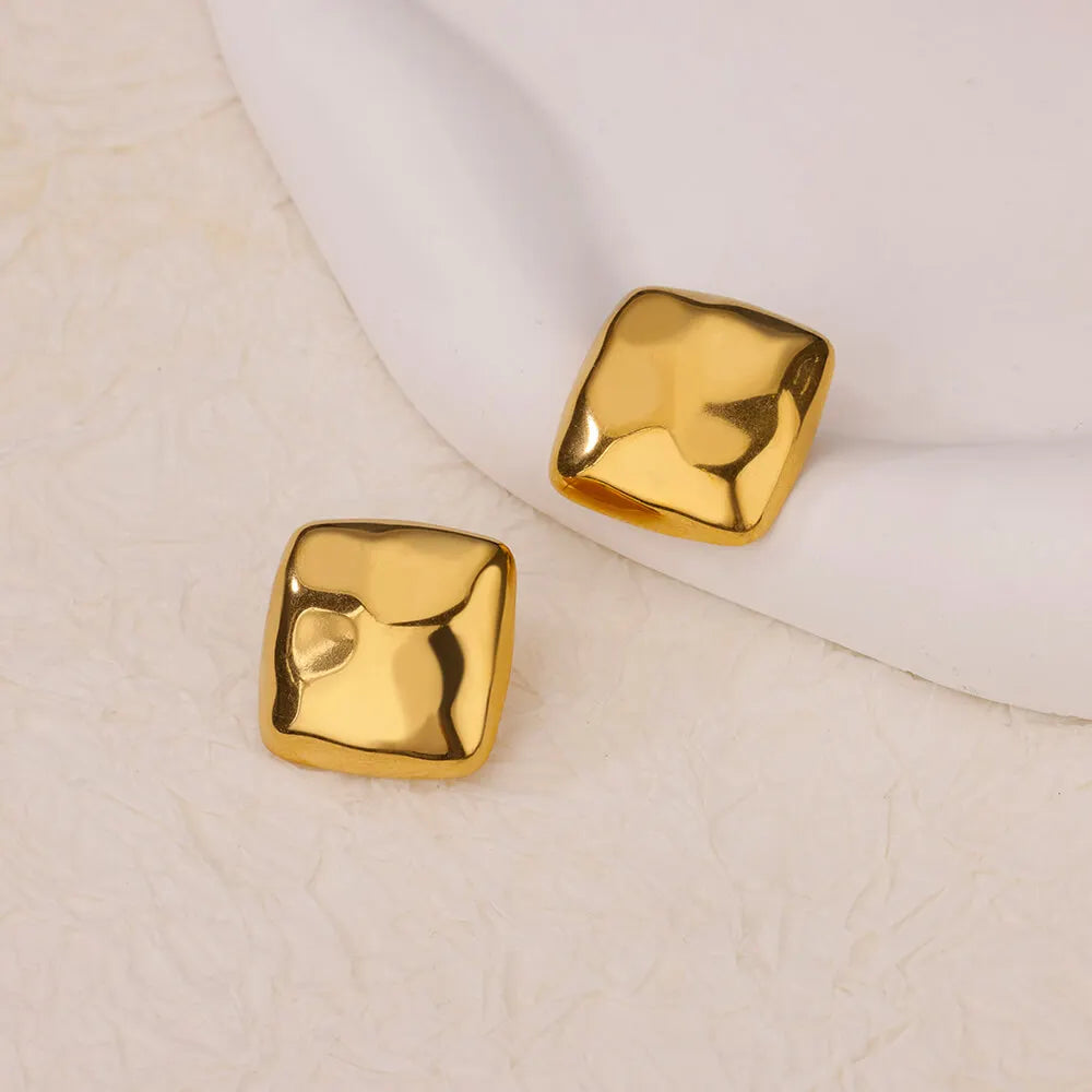 Pendientes cuadrados de acero inoxidable para mujer, pendiente Piercing geométrico Vintage de Color dorado, regalo de joyería para fiesta y boda 2024