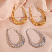 E.B.belle-pendientes de aro en forma de U, aretes grandes de acero inoxidable, impermeables, chapados en PVD, exagerados, abstractos, huecos