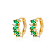 Pendientes de aro de circonia cúbica de arcoíris para mujer, aretes redondos de acero inoxidable chapados en oro, regalos de joyería de lujo 2023