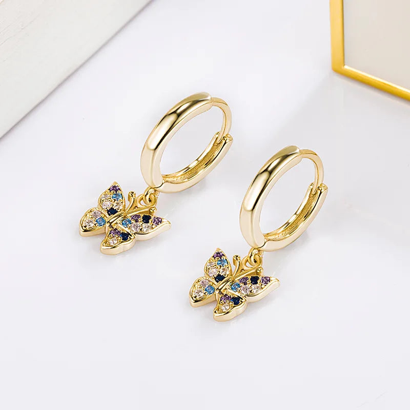 100% pendiente de diamante Natural de oro de 14 quilates para Mujer Aros Mujer Oreja oro puro de 14 quilates joyería de piedras preciosas de diamante Mujer