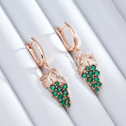 Kienl-pendientes largos de gota de uva para mujer, circonita Natural verde brillante, Color oro rosa 585, joyería Vintage de cristal única