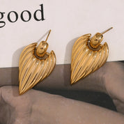 E.B.belle-pendientes de empalme de fundición de corazón y plumas, joyería de moda, decoración de acero inoxidable 316L resistente al agua